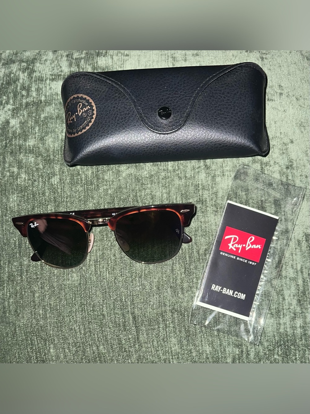 Ray-Ban NWOT POLARIZED Clubmaster - Tortoise Frame with Pinkish Color Lense - Picture 2 of 5